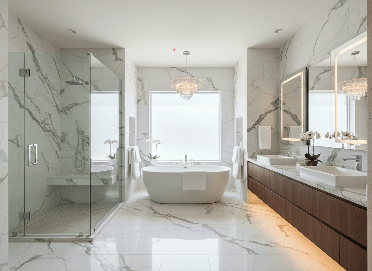 Luxury bathroom remodel with freestanding tub