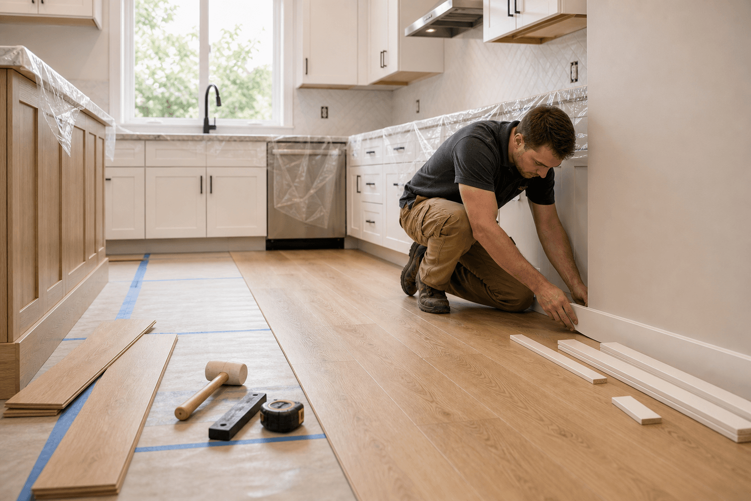 DAY 6 Flooring & Trim kitchen remodel timeline